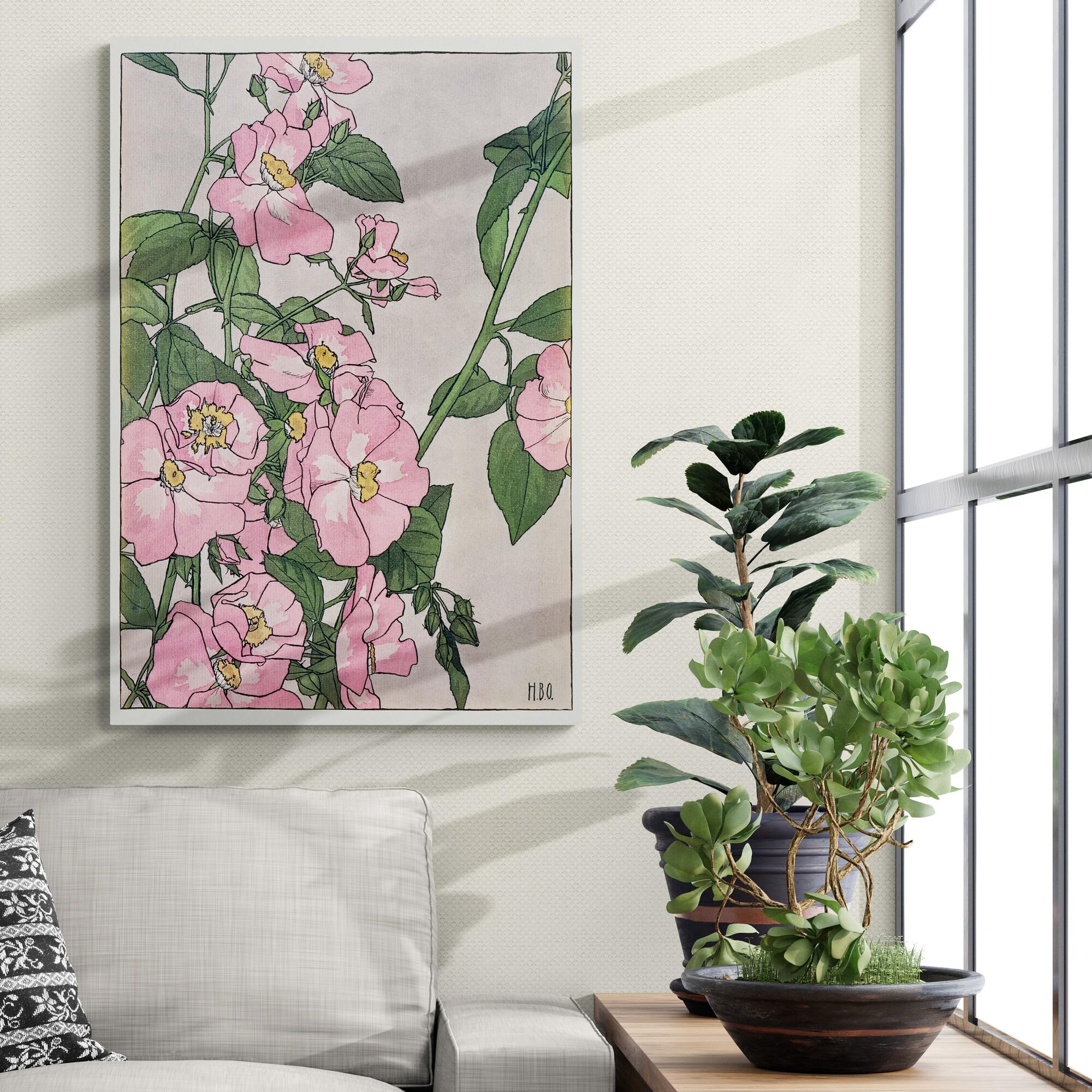 Amazon.com: Prairie Rose Floral Pink Wall Art by Hannah Borger